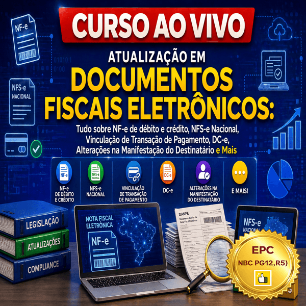 Ao Vivo - 27/05/2026 - ATUALIZAÇÃO EM DOCUMENTOS FISCAIS ELETRÔNICOS: Tudo Sobre NF-e de Débito e Crédito, NFS-e Nacional, Vinculação de Transação de Pagamento, DC-e, Alterações na Manifestação do Des