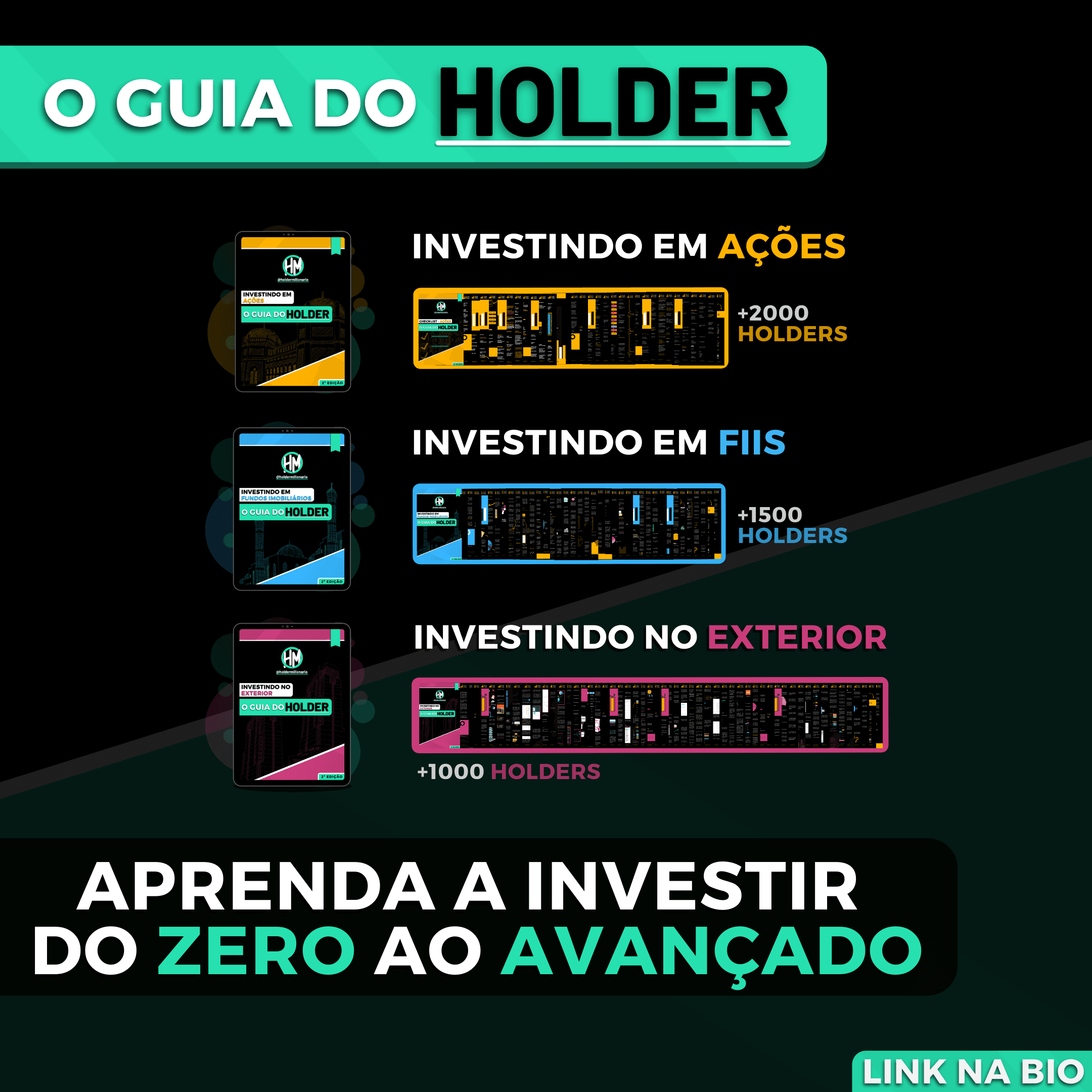 Combo do HOLDER - Ações, FIIs e investimentos no Exterior