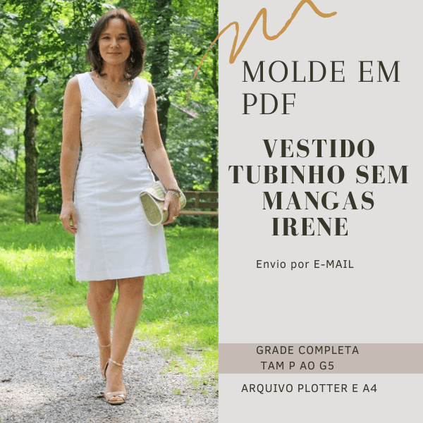 MOLDE EM PDF VESTIDO TUBINHO SEM MANGAS IRENE