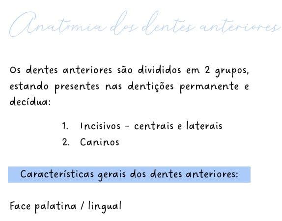 Resumo Anatomia Dental - Dentes anteriores
